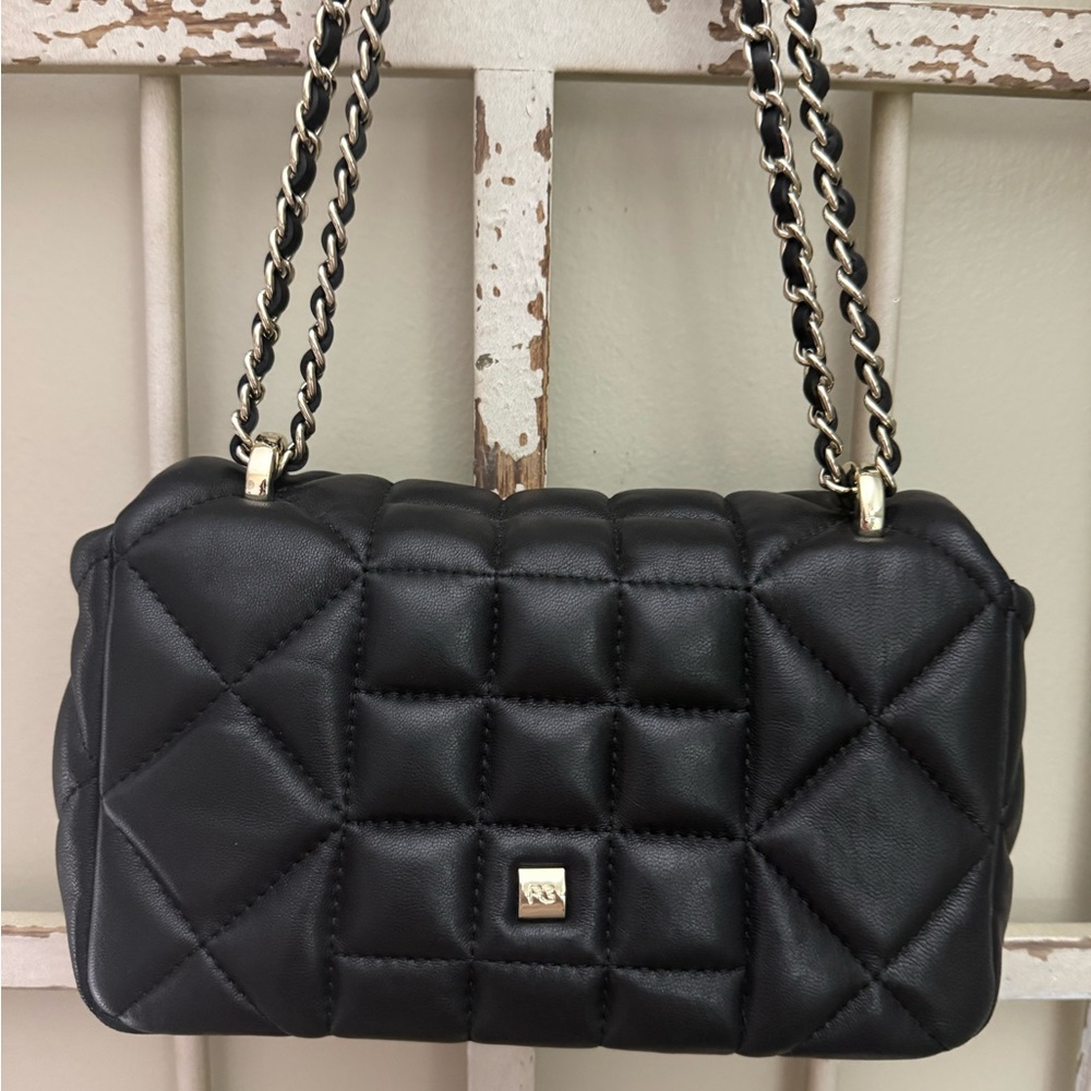 Purificación García Black Quilted Leather PG Flap Shoulder Bag Chain Strap - Picture 2 of 4